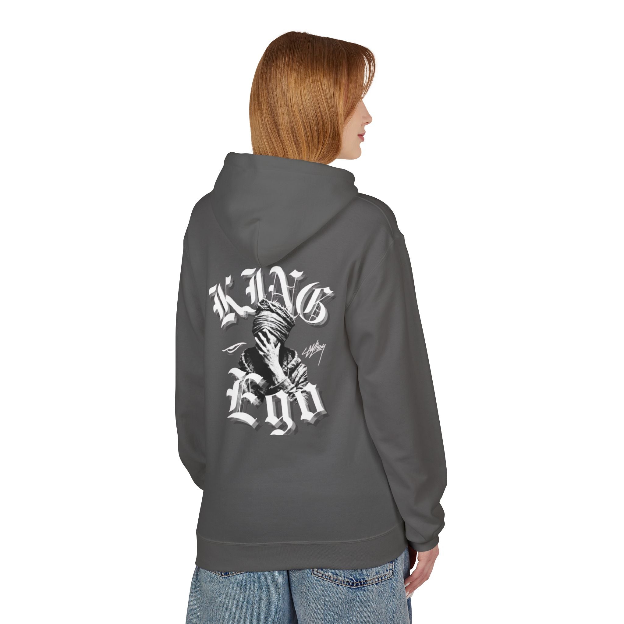 King Ego Graphic Hoodie — Gothic Skull Back Print, Streetwear Pullover